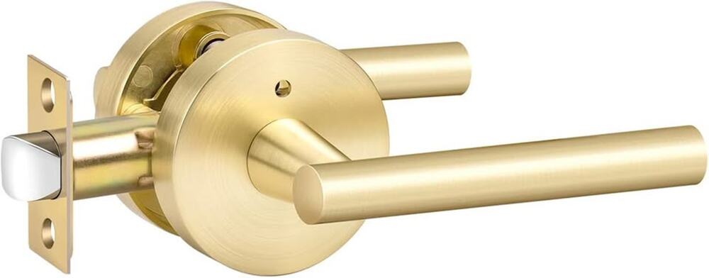 Goldenwarm 1 Pack Gold Door Handles Interior, Brushed Gold Privacy Lever Door